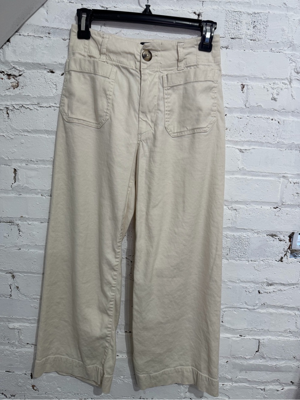 Maeve Collette Crop by Anthropologie Wide Leg Linen Blend Pants 24 Petite Flawed - Picture 5 of 10